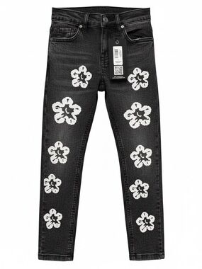 Kids Black Floral Print Jeans